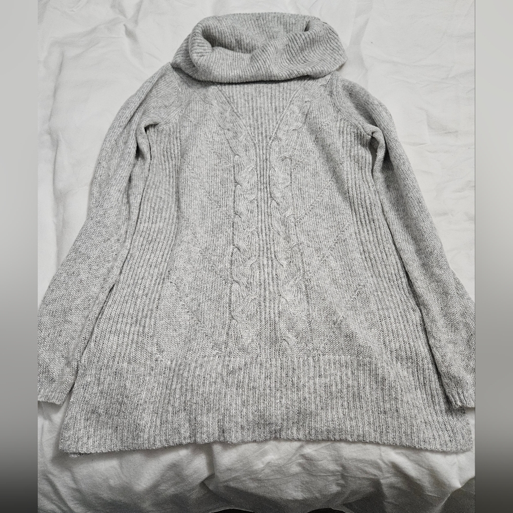 Grey Knit Cowl Neck Sweater